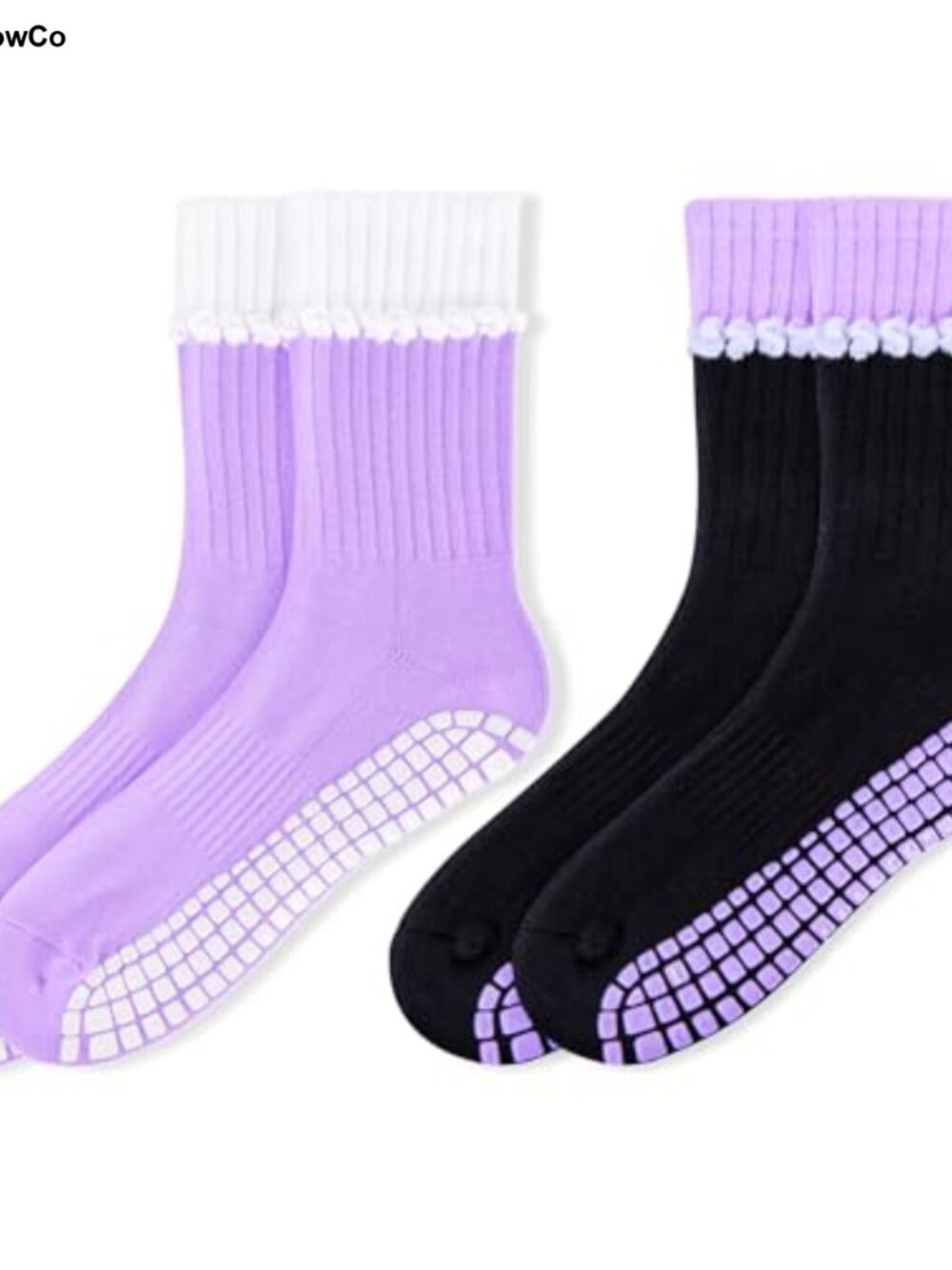 Pilates Grip Socks for Women Non Slip Yoga Socks Cotton Crew Socks Ballet Dance